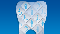 Tiled special needs icons in the outline of a tooth
